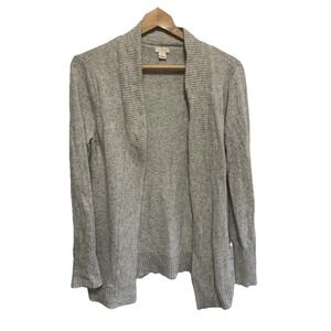J.Crew Merino Wool Blend Open Cardigan Women Medium Grey Shawl Collar 02107